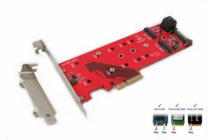 Ableconn PEXM2-125 M.2 NGFF to PCI Express 3.0 x4 Host Adapter Card - Support 1x M.2 PCIe (NVMe or AHCI) SSD + 2x M.2 SATA SSDs