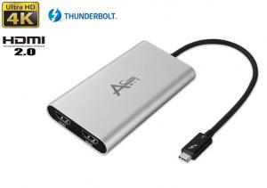 Ableconn TBT3-HDX2 [Certified] Thunderbolt 3 to Dual HDMI Adapter for Mac and Windows Systems - Support Two UHD 4K 60Hz Displays
