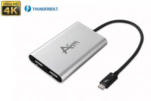 Ableconn TBT3-DPX2 Thunderbolt 3 to Dual DisplayPort Adapter for Mac and Windows Systems - Support Two 4K 60Hz or single 5K 60Hz