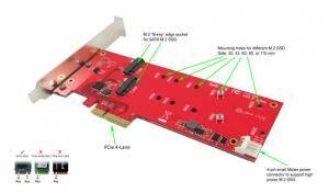 Ableconn PEXM2-122 Dual M.2 SATA SSD Controller PCI Express Card Adapter - Support 2x M.2 NGFF SSDs