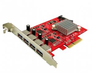 PEX-UB155 USB 3.2 Gen2 (10 Gbps) 4-Port PCIe 3.0 Card - PCI Express Gen3 x4 Lane Host Adapter Card (Dual ASMedia ASM3142 Controllers)