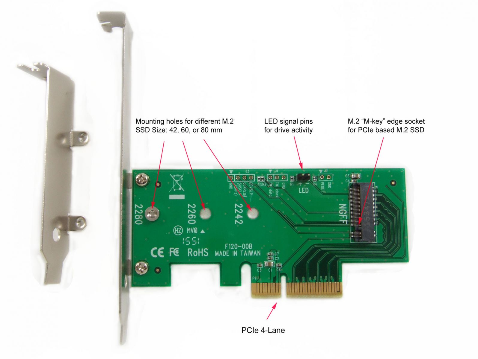 Work for WiFi & Bluetooth M2 Module Ableconn MPEX-M2WL Mini PCIe Adapter with M.2 Key E Slot Support PCIe and USB Based M.2 E Key and A-E Key Module for Mini PCI Express